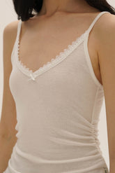 Tencel Wool Lace Collar Plaid Mesh Camisole - COPPING THREADS - MOROMORO